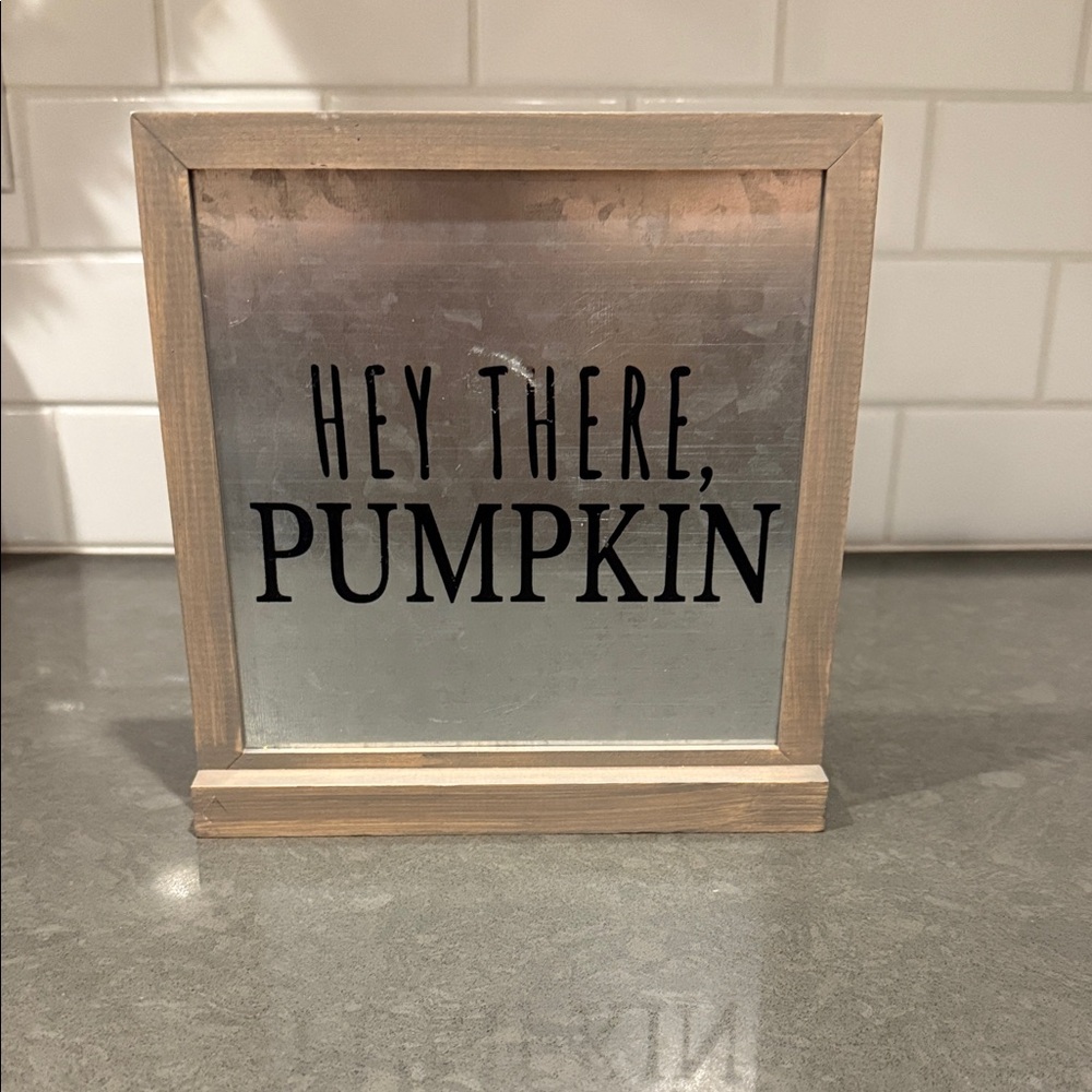Hey There Pumpkin Fall Decor Sign Rustic Metal Farmhouse
